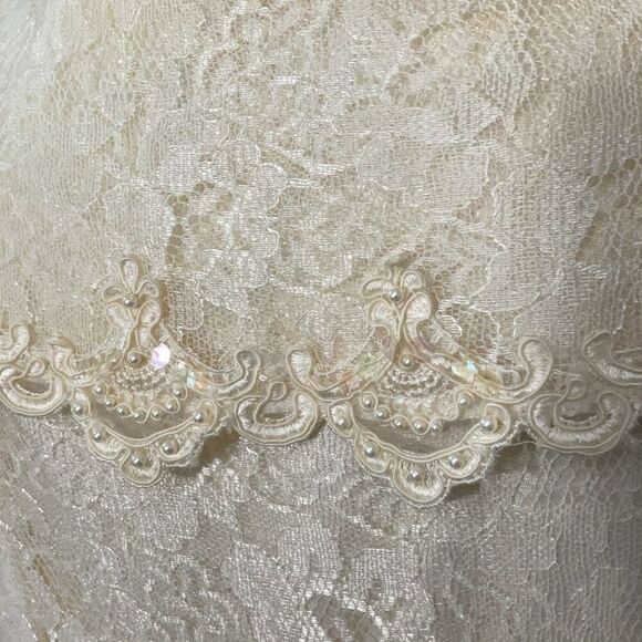 Nah Nah Woman Ivory Vintage Lace Formal Lined Embellished Sequin Dress Jacket - Picture 7 of 8